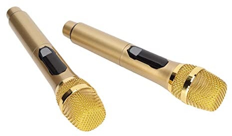 Wireless Microphone,1 for 2 Cordless Handheld Mic Handheld Microphone System,6.35mm/3.55mm LED Display Karaoke Microphone,for KTV/Home/Wedding/Party (Gold)