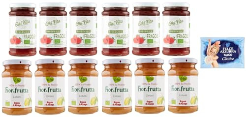 12er-Pack Testpaket Marmelade Ohi Vita Erdbeer + Rigoni di Asiago Zitronen,Cremiges Fruchtkompott,250g Glas + 1er-Pack Kostenlos Felce Azzurra Talkumpuder, 100g-Beutel