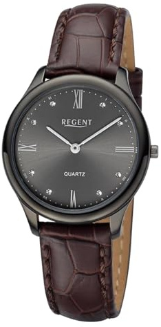 REGENT Damen Armbanduhr Analog Lederarmband braun UR2114085 Analoguhr