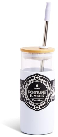 Manna Fortune Tumbler mit Bambusdeckel und Silikon-Trinkhalm aus Edelstahl, 500 ml, isländisch