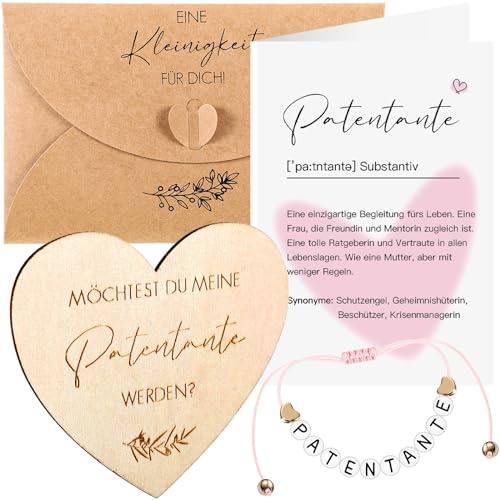 Neer Patentante Fragen Möchtest du Meine Patentante Werden | Patentante Geschenk, Taufpatin Geschenk, Patentante Armband, Definition Karte, Herzförmiges Holzschild, Für Freundin Frau