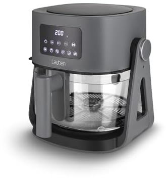 Lauben Glass&Grill Air Fryer 3 in 1 5500BG - Friggitrice ad aria calda con capacità 5,5 l, cestino per friggere in vetro, 6 programmi + regolazione manuale, 3 in 1 - può essere utilizzato come grill e