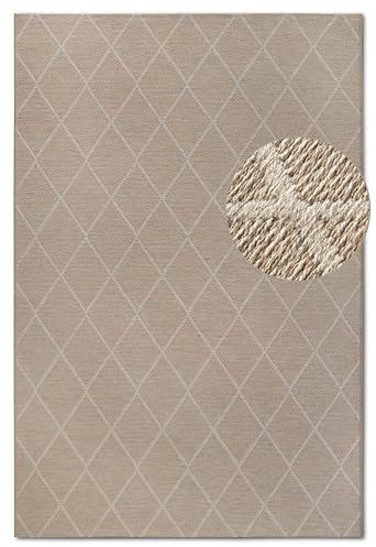 Villeroy & Boch Wollteppich Maria - Natur Wohnzimmerteppich - Schurwolle & Natürlich - Boho Skandi Teppich Wolle für Wohnzimmer, Schlafzimmer, Esszimmer, Flur –Natur Beige, 200x290cm