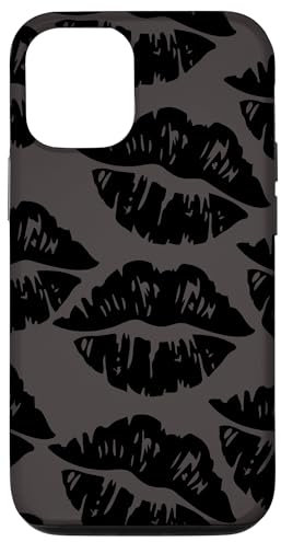 iPhone 12/12 Pro Kiss Lips Print Black Case
