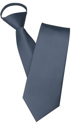 JEMYGINS Herren Reißverschlusskrawatte dunkelgrau Krawatte - Eleganter Look in Sekundenschnelle