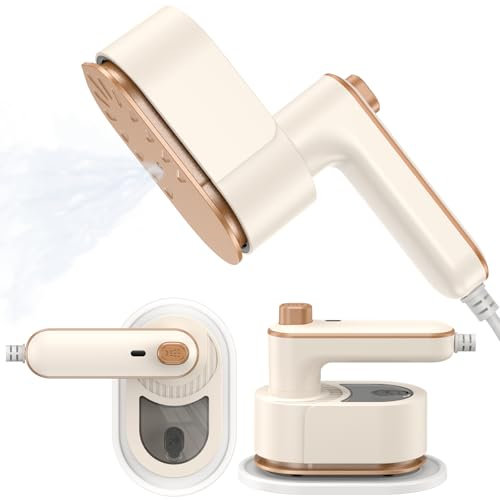 Travel Clothes Steamer Portable Iron, Portable Clothes Steamer, Travel Iron Steam Mini, 30S Fast Heat-up, 180° Rotatable Foldable Handle Steamer, Handheld Steamer for Clothes for Travel, Home, Office