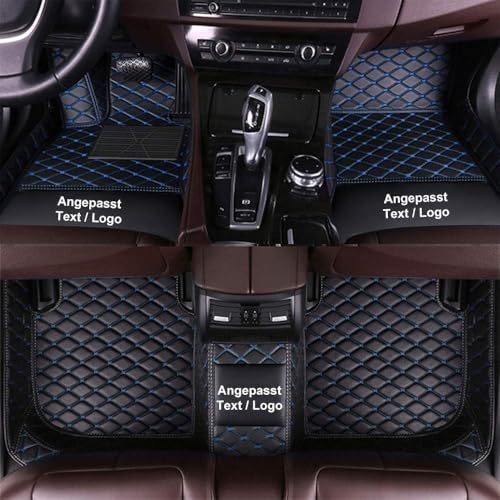 Kenzek Nach Maß Auto FußMatten für Peugeot 3008 3008GT 307 308 5008 508 GT SW CC, wasserdichte rutschfeste PU Leder voller bedeckter Schutz Advanced Liners Schwarz Blau