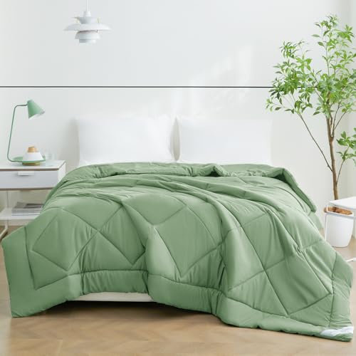 WAVVE Edredón Relleno Nórdico para Cama 120, Edredón de Fibra 150gr/m², Suave, Transpirable para Primavera y Verano (200x200 cm, Verde Salvia)