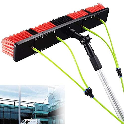 TYHAYJYK 5-11M Fensterreinigungsstange Wassergespeister ausziehbarer Reiniger Fensterreinigungsset Wintergartendachreinigung Photovoltaik- und Sonnenkollektoren Außenfensterreiniger 30Cm Bürstenkopf/