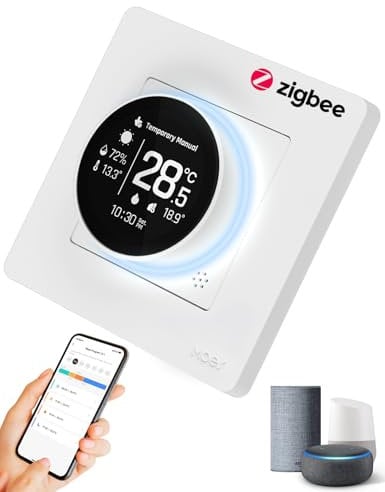 MOES Smart ZigBee Thermostat for Gas Boiler,Room Thermostat Underfloor Heating Programmable (MOES Hub required) Compatible with Apple Home/Alexa/Google Home, Smart Life/Tuya App, White