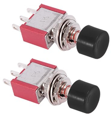 Mini interruptor de botón, 2 interruptores de botón momentáneos de encendido/apagado de 3 pines, interruptor de botón redondo para proyectos electrónicos de energía pequeña (negro)