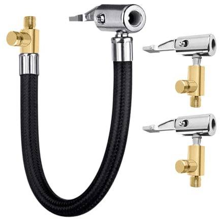 Ventilverlängerung Autoventil Set, 40cm Reifenfüller Schlauch Mit 2 Stück 8mm Autoventil Adapter Reifenfüllschlauch Für Luftpumpe Adapter Auto Fahrrad Motorrad Kompressor Dmp180z/dmp181z Schwarz