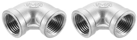 QUARKZMAN 2 Stück Edelstahl Winkel 1/2 PT Weiblicher 90 Grad Bogen Innengewinde Gewinde Fitting Rohrwinkel Rohrverschraubung Winkelverbinder Luftschlauch Pvc Rohr Guss