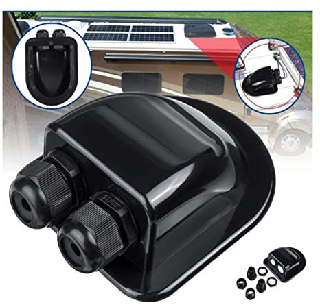 ZKLGS Double Wire Entry Gland Box Solar Panel Roof Wire Entry Gland Box Cable Motorhome White Double Hole RV Yacht Car Accessories for Caravan, Campervan, Boat, Motorhome(Double Hole Black)