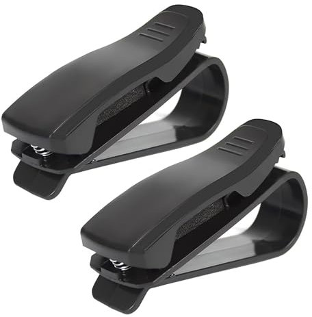 WOLMIK Brillenhalter für Auto Sonnenblende, 2 Stück Sonnenbrillen Halterung für Auto Visier Zubehör, Ticket-Kartenclip, Schwarz