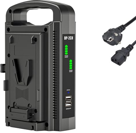 V Mount Akku-Ladegerät, PowerTrust Dual Channel 16.8 V DC Power Adapter, Schnell-Ladegerät für Sony V Mount/V Lock Akkus