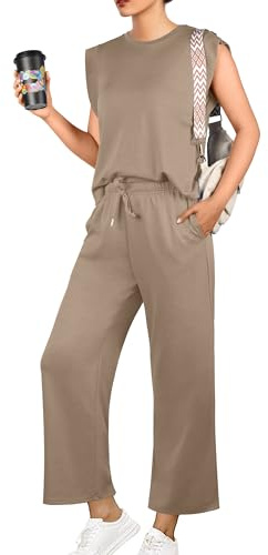 GRECERELLE Damen Trainingsanzug Sommer Zweiteiler Elegant Leichte Tracksuit Lässige Sport Set Jogginganzug Sweatshirt & Jogginghose für Running Yoga Gym