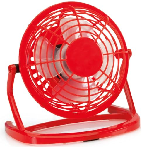 eBuyGB Mini USB Desk Fan, Small Quiet Personal Cooler, USB Powered Portable Table Fan (Red)