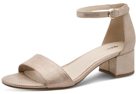 Tamaris Damen Heeled Sandals Textil, metallic, 42 EU