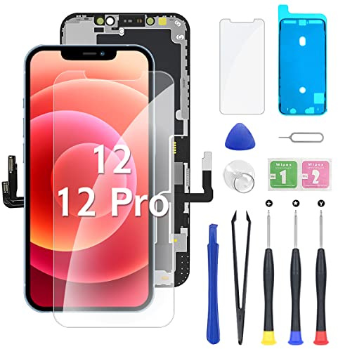 EXW for iPhone 12 Screen Replacement HD 6.1 LCD Display and 3D Touch Digitizer Assembly with Repair Tools,Screen Protector, and True Tone for A2172, A2402, A2404 A2403, A2341, A2406, A2408