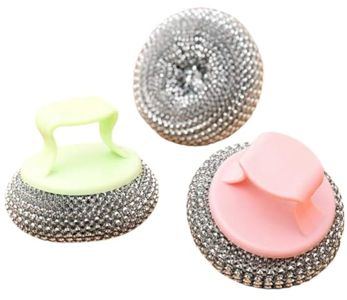 6 Pack Stainless Steel Scourer Brushes with Detachable Heads – Durable Non-Scratch Washing-Up Brushes for Pots, Pans, Dishes & Sinks