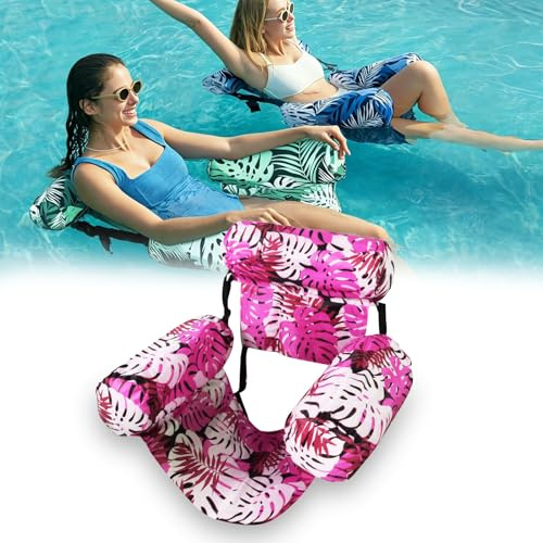 Sinlay Aufblasbare Luftmatratze Pool Erwachsene, Pool Sessel & Schwimmsessel Für Erwachsene, Schwimmende Poolsitz Aufblasbar, Luftmatratze Wasser Sitz Für Party Sommer, Strand & Wasser (Rosa)