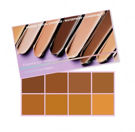 Pimby Fondotinta Palette Correttore Viso, 8 Tonalità, Texture Morbida Opaca, Per Coprire Imperfezioni E Occhiaie, Palette Trucco Viso Completa, Uso Quotidiano (Dark)