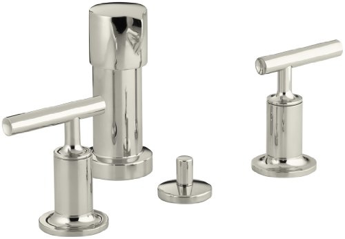 KOHLER 14431-4-SN Purist Vertical Spray Bidet Faucet with Lever Handles, Vibrant Polished Nickel