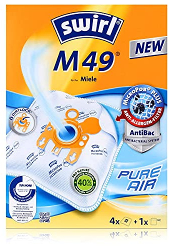 Swirl M 49 AirSpace original - Sparangebot: 4 Premium Microvlies Staubsaugerbeutel