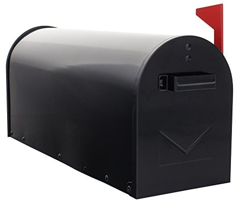 Rottner Briefkasten Mailbox-schwarz-inkl. Montagematerial-mit mechanischem Postmelder-für die Montage am Ständer vorgesehen