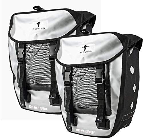 Red Loon Fahrrad Gepäckträgertasche Fahrradtasche Packtasche Pro Double Silber/schwarz - Fahrradtasche Gepäckträger - 18L Fahrrad Gepäckträger - Fahrrad Taschen hinten - Doppeltasche mit Tragegriff