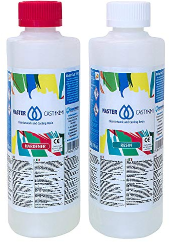 MASTERCAST 1-2-1 Epoxidharz mit Härter Set zum Gießen 400 g für Fluid-Painting | glasklar und UV stabilisiert | Clear Epoxy Casting Pouring Resin | 2K Gießharz farblos für DIY Kunst Leinwand Holz Glas