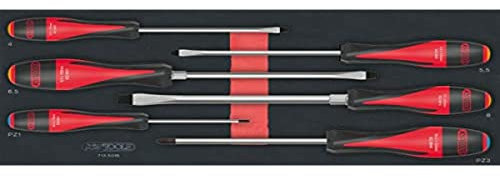 KS Tools 713.5016 - Module de tournevis Fente - Pour vis POZIDRIV® - Gamme ULTIMATE® - Empreinte des outils découpée au laser - Mousse imputrescible - 6 pièces
