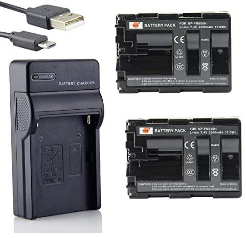 DSTE NP-FM500H Li-ion Battery (2-Pack) and Micro USB Charger Suit for Sony A57, A58, A65, A65V, A77, A77V, A99, A99 II