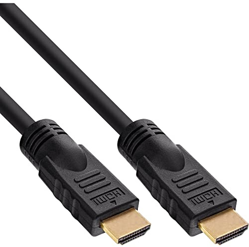 InLine® HDMI Kabel, HDMI-High Speed, Stecker/Stecker, verg. Kontakte, schwarz, 15m