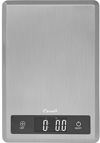 Escali T115S Balance de cuisine compacte en acier inoxydable, écran LCD numérique, argent, capacité de 5 kg