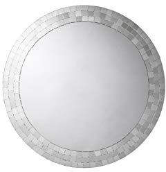 Croydex Meadley Circular Mirror with Mosaic Surround and Hang N Lock Fitting System, Silver, 600 x 600 x 10mm
