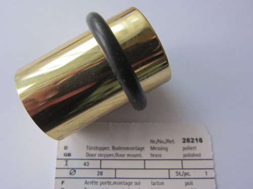 Hettich Türstopper, ø 28 m, Messing poliert, für Bodenmontage, 1 Stück, 26216