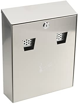 Sterling CIG2ST Wall Mounted Stainless Steel Cigarette Bin, 255 x 320 x 75 mm