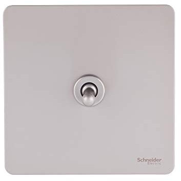 Schneider Electric Ultimate Screwless Flat Plate - Single Toggle 2 Way Light Switch, 10AX, GU1412TPN, Pearl Nickel