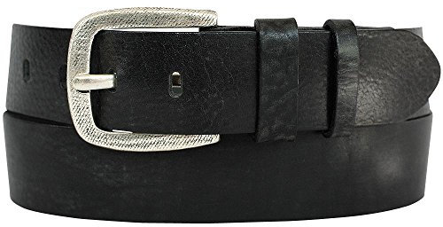 VANZETTI Herren Ledergürtel Vintage, Breite: 4 cm, Black, 90 cm