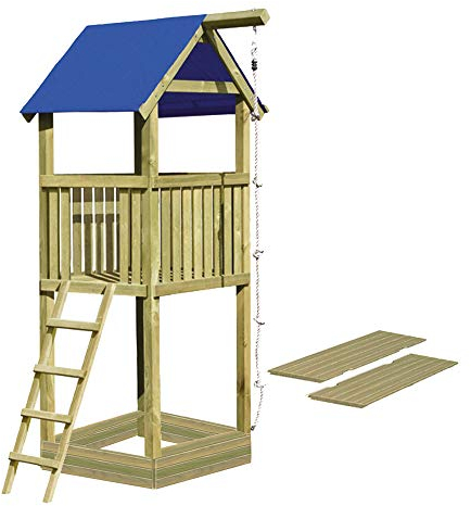 Gartenpirat Spielturm Alto mit Kletterseil Sandkasten und Deckel