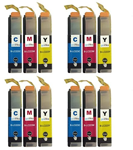 4 Go Inks C/M/Y Set of 3 Ink Cartridges to Brother LC223 C/M/Y Compatible/non-OEM for Brother DCP and MFC Printers (12 Inks)