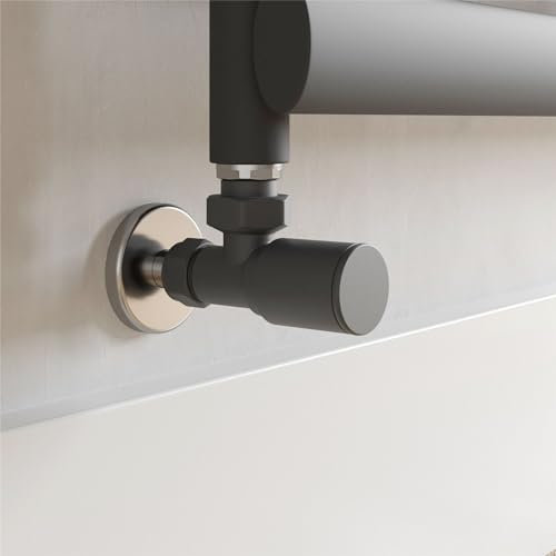 DuraTherm® Manual Angled Towel Radiator Valve Set, 15mm Central Heating Valves for Radiators, Round Anthracite Grey