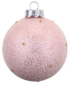 Gift Company Christbaumschmuck Christbaumkugel Deko Hänger aus Glas mit Perlen 8 cm Farbe Blush