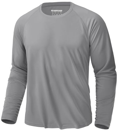 KEFITEVD Tshirt Herren Langarm UV Schutz Shirts Outdoor Funktionsshirt | UPF 50+ Rashguard, Atmungsaktiv, Leicht, Schnelltrocknend, Weiches Polyester, Flache Nähte, Knitterarm
