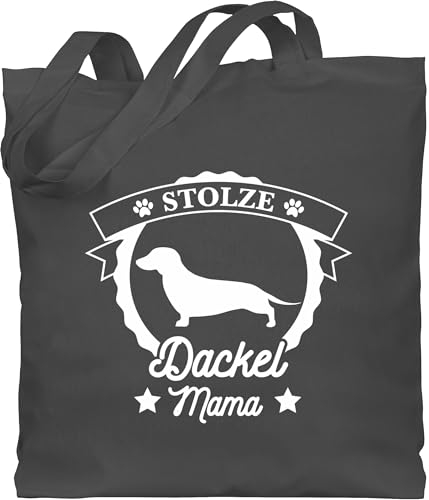 Baumwolltasche - Geschenk für Hundebesitzer - Stolze Dackel Mama - Unisize - Dunkelgrau - tasche hund hundefan tiermotiv beutel geschenke hundeliebhaberin hundefans dackelmama jutebeutel