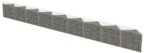 vidaXL Robust Gabion Wall 630x30x50cm - Multifunctional Galvanised Steel - High Load Retaining Wall/Raised Garden Bed - Rustproof and Weather-Resistant