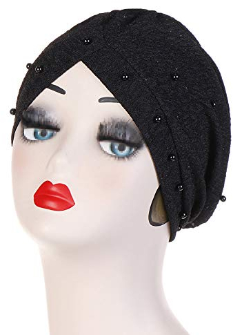 TININNA Frauen Beanie Bandana Mütze Turban Hüte Perle Plissee Muslim Hijab Kopftuch Kopfbedeckung Kopfwickel Krebs Chemo Cap für Haarausfall Chemotherapie