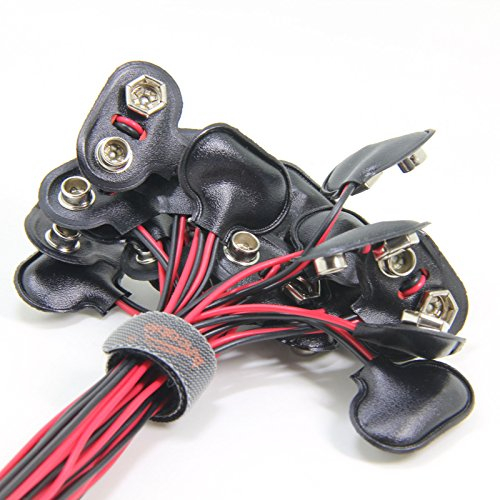 9V Battery Clip Connector 5 Pack, Ancable T-Type PP3 Battery Snap Connector Plastic Battery Snap With 150 mm Flying Leads